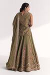 Shop_Studio Bagechaa_Green Organza, Silk Embroidery, Sequins, Beads, Chandni Kurta Lehenga Set _at_Aza_Fashions