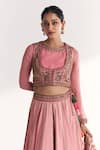Studio Bagechaa Pink Shantoon, Georgette, Silk Organza, Neelkamal Light Jacket Lehenga Set Online at Aza Fashions Studio Bagechaa_Pink Shantoon, Georgette, Silk Organza, Neelkamal Light Jacket Lehenga Set _Online_at_Aza_Fashions