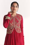 Buy Studio Bagechaa Magenta Silk Embroidery, Zari, Sequins, Beads Pakhi Anarkali With Koti Jacket Online at Aza Fashions Buy_Studio Bagechaa_Magenta Silk Embroidery, Zari, Sequins, Beads Pakhi Anarkali With Koti Jacket _Online_at_Aza_Fashions