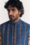 Buy_Studio Bagechaa_Blue Tissue, Organza, Chanderi Embroidery, Beads Musawir Nehru Jacket Set _Online_at_Aza_Fashions