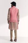 Shop_Studio Bagechaa_Pink Tissue, Organza, Chanderi Embroidery Dino Nehru Jacket Set _at_Aza_Fashions