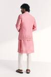Shop_Studio Bagechaa_Pink Linen, Satin, Chanderi Embroidery Jal Nehru Jacket Set _at_Aza_Fashions