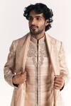 Studio Bagechaa_Ivory Chanderi, Silk Embroidery Utsav Achkan Set _Online_at_Aza_Fashions
