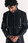 Buy Studio Bagechaa Black Silk, Chanderi Embroidery, Sequins Kunj Achkan Set Online at Aza Fashions Buy_Studio Bagechaa_Black Silk, Chanderi Embroidery, Sequins Kunj Achkan Set _Online_at_Aza_Fashions