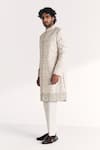 Studio Bagechaa_Ivory Chanderi, Silk Embroidery, Zari Vyom Achkan Set _Online_at_Aza_Fashions