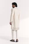 Shop_Studio Bagechaa_Ivory Chanderi, Silk Embroidery, Zari Vyom Achkan Set _at_Aza_Fashions