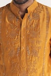 Shop Studio Bagechaa Mustard Chanderi Embroidery Qamar Kurta Set Online at Aza Fashions Shop_Studio Bagechaa_Mustard Chanderi Embroidery Qamar Kurta Set _Online_at_Aza_Fashions