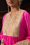 Svastih_Fuchsia Silk, Chanderi Embroidery, Pearls, Sequins, Yasmin Tunic And Pant Set _Online_at_Aza_Fashions