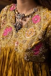 Svastih_Gold Tissue, Silk Applique, Gulnoor 3d Floral Work Anarkali With Dhoti Pant _at_Aza_Fashions