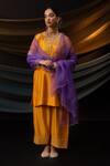 Buy_Svastih_Orange Silk, Silk, Zeenat 3d Floral Kurta With Farshi Salwar _at_Aza_Fashions