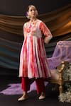 Svastih Red Chanderi, Silk Applique, Parizad Tie Dye Floral Anarkali And Pant Set Online at Aza Fashions Svastih_Red Chanderi, Silk Applique, Parizad Tie Dye Floral Anarkali And Pant Set _Online_at_Aza_Fashions