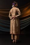 Shop_Svastih_Gold Tissue, Chanderi Applique, Zari, Sequins, Sara Kurta And Pant Set _at_Aza_Fashions