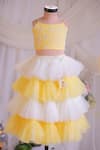 Buy_Lil Angels_Yellow Cotton, Net Beads, Embroidery Butterfly Frill Lehenga With Blouse _at_Aza_Fashions