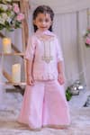 Buy Lil Angels Pink Silk Embroidery, Zari, Pearls Palazzo Set at Aza Fashions Buy_Lil Angels_Pink Silk Embroidery, Zari, Pearls Palazzo Set _at_Aza_Fashions