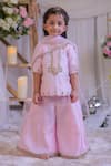 Shop Lil Angels Pink Silk Embroidery, Zari, Pearls Palazzo Set Online at Aza Fashions Shop_Lil Angels_Pink Silk Embroidery, Zari, Pearls Palazzo Set _Online_at_Aza_Fashions