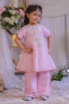 Buy Lil Angels Pink Silk Sequins, Embroidery Kurta With Palazzo Online at Aza Fashions Buy_Lil Angels_Pink Silk Sequins, Embroidery Kurta With Palazzo _Online_at_Aza_Fashions