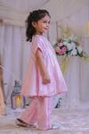 Shop Lil Angels Pink Silk Sequins, Embroidery Kurta With Palazzo Online at Aza Fashions Shop_Lil Angels_Pink Silk Sequins, Embroidery Kurta With Palazzo _Online_at_Aza_Fashions
