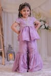 Lil Angels Purple Silk Embroidery Tissue Kurta And Sharara Set Online at Aza Fashions Lil Angels_Purple Silk Embroidery Tissue Kurta And Sharara Set _Online_at_Aza_Fashions