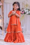 Lil Angels Orange Silk, Net Embroidery, Gota Patti Kurta Set Online at Aza Fashions Lil Angels_Orange Silk, Net Embroidery, Gota Patti Kurta Set _Online_at_Aza_Fashions