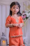Lil Angels Orange Silk, Net Embroidery, Gota Patti Kurta Set at Aza Fashions Lil Angels_Orange Silk, Net Embroidery, Gota Patti Kurta Set _at_Aza_Fashions