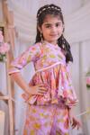 Buy_Lil Angels_Purple Muslin, Silk Lilac Printed Kurta With Sharara _Online_at_Aza_Fashions
