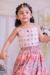 Lil Angels_Pink Muslin, Silk Mirrors Work Blouse And Lehenga Set _Online_at_Aza_Fashions