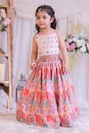 Lil Angels_Pink Muslin, Silk Mirrors Work Blouse And Lehenga Set _at_Aza_Fashions