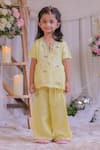 Lil Angels Yellow Silk Embroidery Damru Kurta And Palazzo Set Online at Aza Fashions Lil Angels_Yellow Silk Embroidery Damru Kurta And Palazzo Set _Online_at_Aza_Fashions