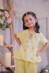 Shop Lil Angels Yellow Silk Embroidery Damru Kurta And Palazzo Set Online at Aza Fashions Shop_Lil Angels_Yellow Silk Embroidery Damru Kurta And Palazzo Set _Online_at_Aza_Fashions