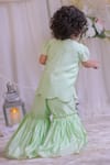 Shop_Lil Angels_Green Silk Embroidery, Sequins Flower Kurta And Sharara Set _at_Aza_Fashions