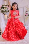 Buy_Lil Angels_Red Silk Embroidery, Metallic Thread Bandhej Lehenga With Blouse _Online_at_Aza_Fashions