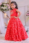 Shop_Lil Angels_Red Silk Embroidery, Metallic Thread Bandhej Lehenga With Blouse _Online_at_Aza_Fashions
