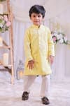 Buy Lil Angels Yellow Cotton, Silk Embroidery Shibori Pattern Kurta Set Online at Aza Fashions Buy_Lil Angels_Yellow Cotton, Silk Embroidery Shibori Pattern Kurta Set _Online_at_Aza_Fashions