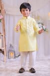 Shop Lil Angels Yellow Cotton, Silk Embroidery Shibori Pattern Kurta Set Online at Aza Fashions Shop_Lil Angels_Yellow Cotton, Silk Embroidery Shibori Pattern Kurta Set _Online_at_Aza_Fashions