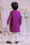 Shop_Lil Angels_Purple Silk, Cotton Embroidery, Stones Cutdana Kurta Set _at_Aza_Fashions