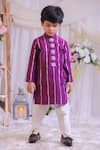 Buy_Lil Angels_Purple Silk, Cotton Embroidery, Stones Cutdana Kurta Set _at_Aza_Fashions