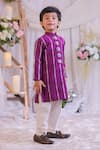 Shop_Lil Angels_Purple Silk, Cotton Embroidery, Stones Cutdana Kurta Set _Online_at_Aza_Fashions