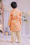 Shop Lil Angels Orange Silk, Cotton Embroidery Ikat Pattern Kurta Set at Aza Fashions Shop_Lil Angels_Orange Silk, Cotton Embroidery Ikat Pattern Kurta Set _at_Aza_Fashions