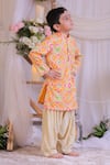 Buy Lil Angels Orange Silk, Cotton Embroidery Ikat Pattern Kurta Set Buy_Lil Angels_Orange Silk, Cotton Embroidery Ikat Pattern Kurta Set