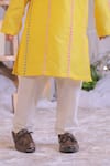 Buy_Lil Angels_Yellow Chanderi , Cotton, Embroidery Kurta Set _Online_at_Aza_Fashions
