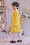 Lil Angels_Yellow Chanderi , Cotton, Embroidery Kurta Set _at_Aza_Fashions