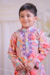 Lil Angels_Multi Color Silk, Muslin, Cotton Embroidery, Mirrors Paisley Abla Kurta Set _at_Aza_Fashions