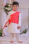 Buy Lil Angels Off White Silk, Cotton Embroidery Red Bandhej Pattern Kurta Set at Aza Fashions Buy_Lil Angels_Off White Silk, Cotton Embroidery Red Bandhej Pattern Kurta Set _at_Aza_Fashions