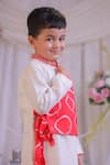 Lil Angels Off White Silk, Cotton Embroidery Red Bandhej Pattern Kurta Set Online at Aza Fashions Lil Angels_Off White Silk, Cotton Embroidery Red Bandhej Pattern Kurta Set _Online_at_Aza_Fashions
