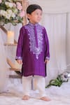 Buy_Lil Angels_Purple Silk, Cotton Mirrors Abla Work Kurta Set _Online_at_Aza_Fashions
