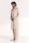 Shop Studio Bagechaa Ivory Linen, Satin Embroidery Athar Pathani Kurta Set Online at Aza Fashions Shop_Studio Bagechaa_Ivory Linen, Satin Embroidery Athar Pathani Kurta Set _Online_at_Aza_Fashions