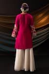 Shop_Svastih_Magenta Silk, Chanderi Embroidery, Applique, Meher Floral Kurta And Sharara Set _at_Aza_Fashions