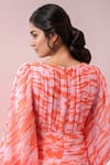Naintara Bajaj_Orange Georgette Round Neck Abstract Printed Dress _Online_at_Aza_Fashions