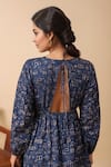 Buy_Naintara Bajaj_Blue Crepe Round Neck Abstract Print Backless Dress _Online_at_Aza_Fashions