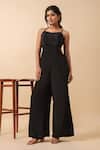 Shop_Naintara Bajaj_Black Crepe Square Neck Strappy Jumpsuit _at_Aza_Fashions